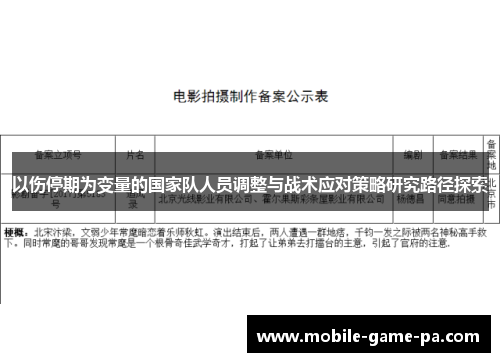 以伤停期为变量的国家队人员调整与战术应对策略研究路径探索 以伤停期为变量的国家队人员调整与战术应对策略研究路径探索